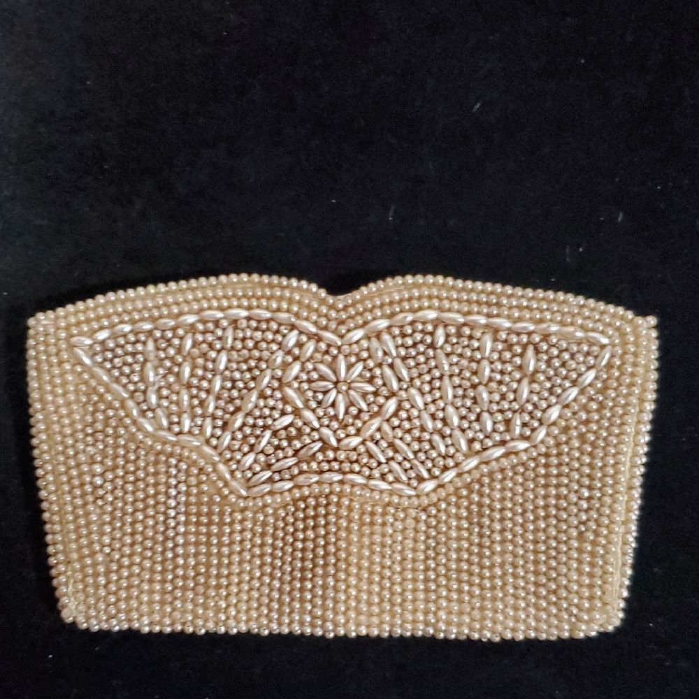 Vintage 1940s Made In Japan Elegant Beaded Finger Clutch Or Belt Bag